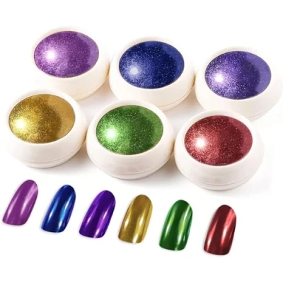 Image de BISHENGYF Lot de 6 poudres à ongles chromées pour nail art et