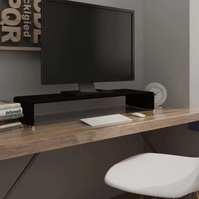 Afbeelding van Tv meubel/monitorverhoger zwart 90x30x13 cm glas