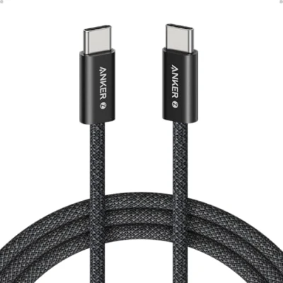 Afbeelding van Anker Zolo USB C naar kabel, gevlochten vuilafstotend, type snellaadkabel, dunne connector, voor iPhone 16 serie, MacBook (240 W) (zwart, 1,8 m)