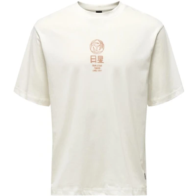 Afbeelding van ONLY &amp; SONS ONSMALIK LIFE RLX SS TEE Heren T shirt Cloud Cream Tokyo