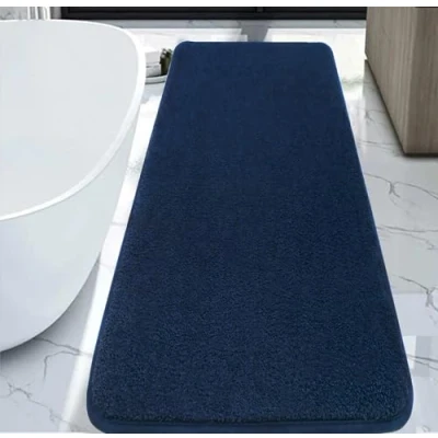 Afbeelding van Rururug Badmat van zachte microvezel, groot badkamertapijt, 120 x 50 cm, antislip en wasbaar, marineblauw