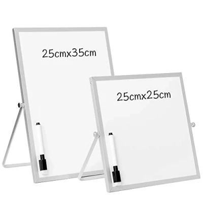 Afbeelding van DOEWORKS Klein magnetisch whiteboard A4 desktop, dubbelzijdig draagbaar whiteboard, droog afwasbaar, herinneringsbord voor thuis, school, kantoor, 25 x 35 cm