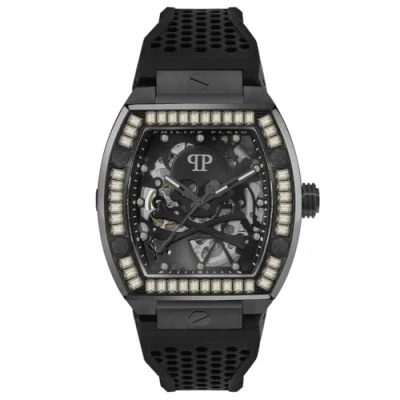 Afbeelding van Philipp Plein The $Keleton PWBAA1923 Horloge Siliconen Zwart Ø 44 mm