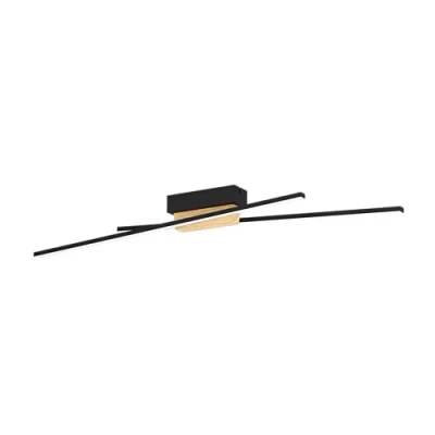 Afbeelding van EGLO Panagria led plafondlamp, minimalistische plafondlamp voor woonkamer en hal, FSC100HB, aluminium lamp, staal, hout kunststof in zwart, bruin wit, warm 94 cm