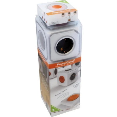 Afbeelding van Allocacoc PowerCube® Extended Remote SET White/Orange / Type F (Netherlands/Germany)