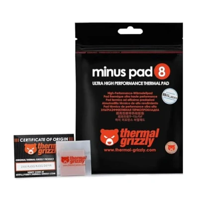 Afbeelding van Thermal Grizzly Thermopad Minus Pad 8 Thermogeleidend siliconen zelfklevend thermisch kussen. Het geleidt warmte en koelt de verwarmingselementen van computer of console. (30 x