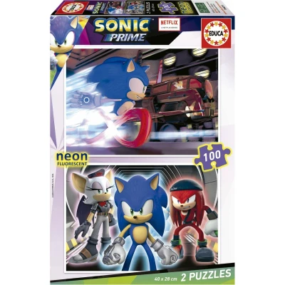 Afbeelding van Set van 2 Puzzels Educa Neon Sonic 100 Onderdelen