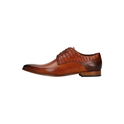 Afbeelding van Manfield Veterschoenen, Heren, Maat: 46, Cognac Leer