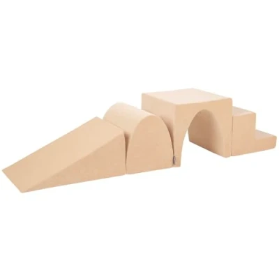 Afbeelding van KiddyMoon Element Helling/Heuvel/Tunnel/Trappen Velvet Speelplaats van schuimrubber voor kinderen, zandbeige