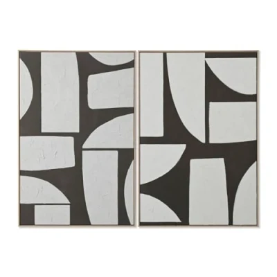 Afbeelding van Schilderij Home ESPRIT Wit Groen Beige Donker grijs polyestyreen Canvas Abstract Stads (2 Stuks)