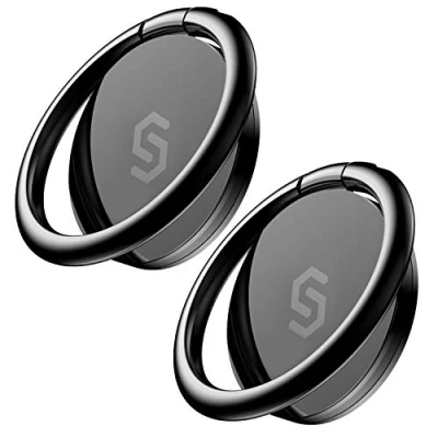 Afbeelding van Syncwire Vingerhouder voor mobiele telefoon, 2 stuks, 360 graden draaibaar, metalen telefoonring iPhone, Samsung, Huawei, Xiaomi, LG, Sony en meer, zwart