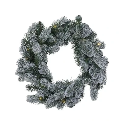 Afbeelding van Anton LED krans met Tim, groen sneeuwdecoratie