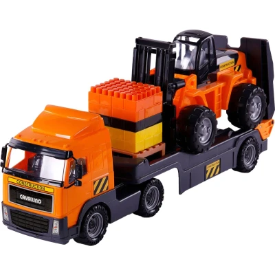 Afbeelding van Cavallino Vrachtwagen met Trailer en Vorkheftruck, Schaal 1:16
