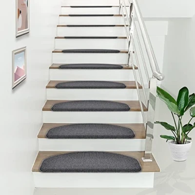 Afbeelding van Trapmat set afgerond zelfklevend 15 stuks donkergrijs