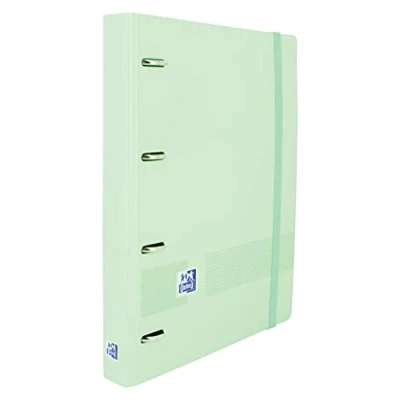 Afbeelding van Oxford Live &amp; Go Ordner met 4 ringen van polyfoam kunststof vulling en rubber, DIN A4+, afneembaar bord, stickervel, navulverpakking 5 gekleurde strepen x raster, groen