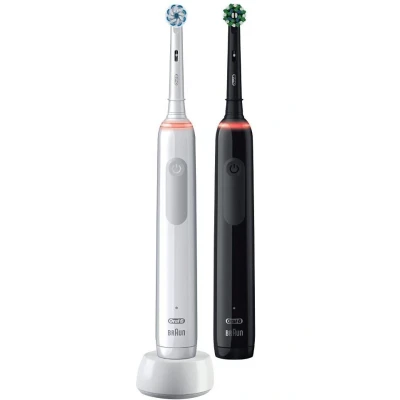 Image de Oral B Pro 3 Special Edition 3900 Brosse à dents blanc et noir (pack de 2)