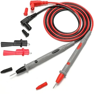 Image de Retoo câbles de mesure avec isolation en silicone pour multimètres, noir et rouge, câble multimètre, ensemble test, rallonge, kit d&#039;accessoires électroniques