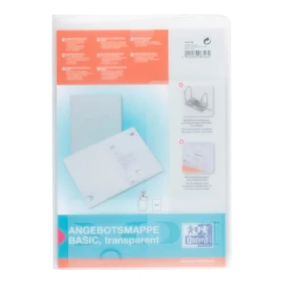 Afbeelding van Offertemap Oxford A4 met insteektas 2 kleppen 0.5mm PP transparant