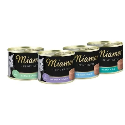 Afbeelding van 6x185g Fijne Filets Tonijn &amp; Rijst in Gelei Miamor Kattenvoer