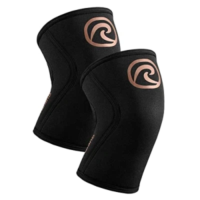 Afbeelding van Rehband Kniebrace voor krachttraining, crossfit en intensieve training, 5 mm neopreen mouwen, in vele kleuren maten, uniseks, kleur: koper/zwart, 1