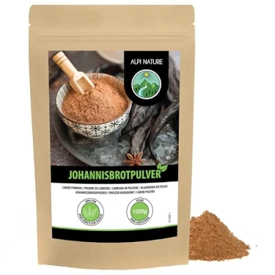 Afbeelding van johannesbroodpoeder (1 kg), gemalen johannesbroodpoeder, donker johannesbroodmeel, natuurlijk, zacht gedroogd,