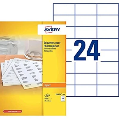 Afbeelding van Avery 23521 200 Kopieeretiketten Ft 70 X 37 Mm (b H), 4800 Etiketten, Wit Etiket