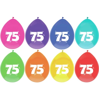Afbeelding van Ballonnen 75 jaar 30cm 8 stuks