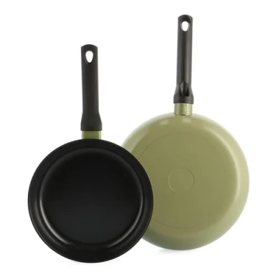 Afbeelding van BK Enjoy 2 delige koekenpannenset Ø 24/28cm PFAS vrij olijfgroen koelgrepen ovenbestendig tot 160