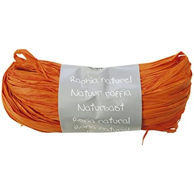 Afbeelding van Clairefontaine 196058C bol Raphia Orange set van meerdere draden lengte 1,50 m per draad 50 g creatieve vrije tijd geschenkverpakking doe het zelf
