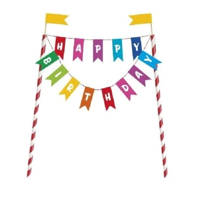 Image de Décoration de gâteau joyeux anniversaire arc en ciel