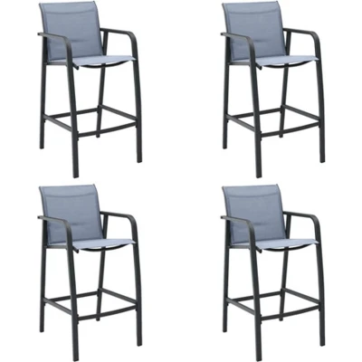 Afbeelding van Tuinbarstoelen 4 st textileen grijs
