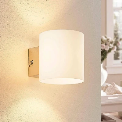 Afbeelding van Lindby wandlamp 1licht glas, metaal H: 9.5 cm G9 wit, chroom