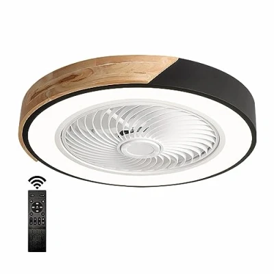 Afbeelding van Stille ventilator van het plafond met licht en afstandsbediening, hout, plafondlamp ventilator, dimbare slaapkamer, eetkamer, keuken, plafondlamp, 6 snelheden, zomer winterfunctie (