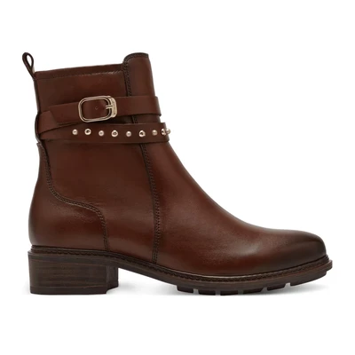 Afbeelding van Tamaris Cowboy/Bikerlaarsjes, Dames, Maat: 38, Cognac Leer en imitatieleer