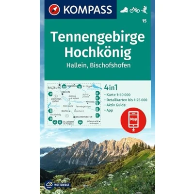 Afbeelding van KOMPASS Wanderkarte 15 Tennengebirge, Hochkönig, Hallein, Bischofshofen 1:50.000