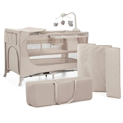 Afbeelding van Kinderkraft JOY 2 Reisbedje Box inklappen handige accessoires Beige