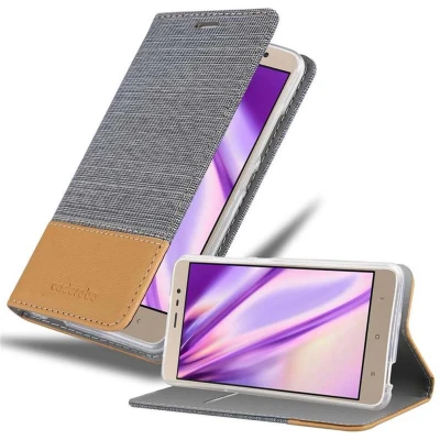 Afbeelding van Cadorabo Hoesje geschikt voor Xiaomi RedMi NOTE 3 in LICHTGRIJS BRUIN Beschermhoes met magnetische sluiting, standfunctie en kaartvakje Book Case Cover Etui