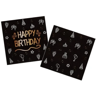 Afbeelding van Folat Servetten shining glam happy birthday 16 stuks 33 x cm