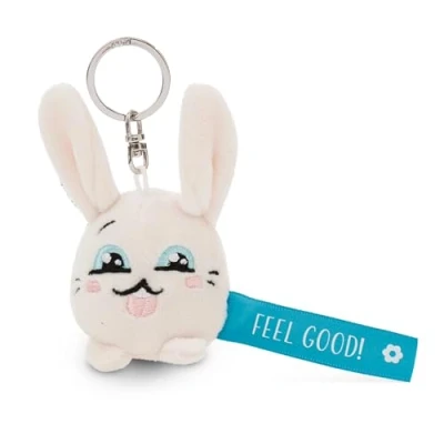 Afbeelding van Konijn Feel Good sleutelhanger 5cm Wit Een trouwe metgezel voor rugzak of tas, groot en klein 62046