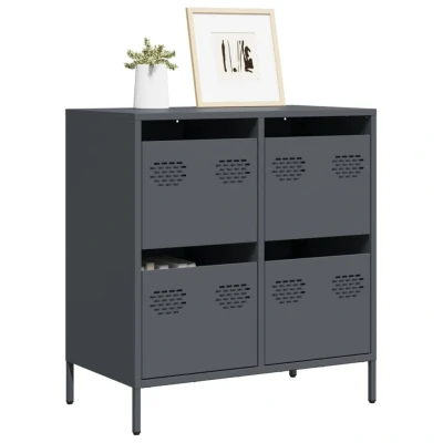 Afbeelding van Dressoir 68x39x73,5 cm koudgewalst staal antracietkleurig