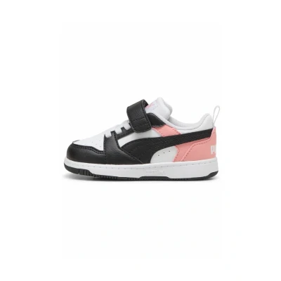 Afbeelding van Puma Rebound V6 LO Babyschoenen White blackpink fruit voor kinderen, Maat: 24, black pink Kunststof
