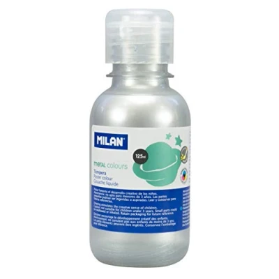 Afbeelding van MILAN Verf tempera vloeibaar metaalzilver 125 ml