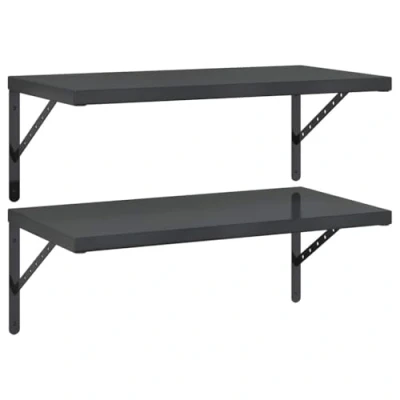 Afbeelding van vidaXL Wandschappen 2 st 75x40 cm roestvrijstaal zwart