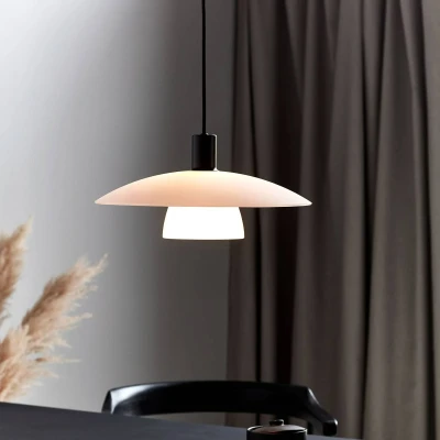 Afbeelding van Verona hanglamp E27 IP20 zwart opaal glas wit