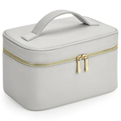 Afbeelding van Boutique Beauty Case Toilettas van kunstleer Saffiano, 23 x 15 14 cm, met binnenvakken en draaggreep, Lichtgrijs (lichtgrijs), Modern