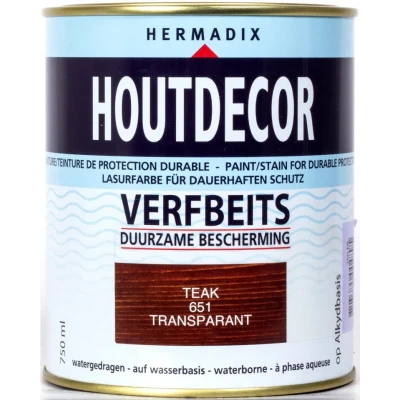 Afbeelding van Hermadix Houtdecor Transparant 651 Teak 0,75 liter Tuinbeits