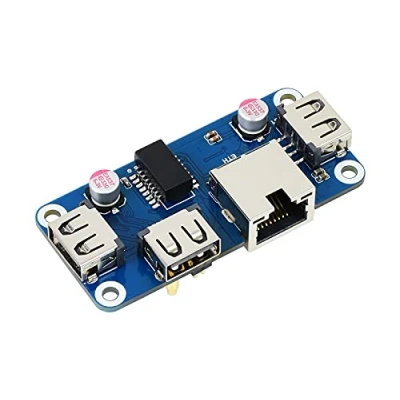 Afbeelding van Ethernet/USB HUB hoed voor Raspberry Pi 4 B/3 B+/3A+/2B/Zero/Zero W/Zero WH, met 1 x RJ45 10/100M Ethernet poort, 3 USB 2.0 poorten, compatibel 2.0/1.1