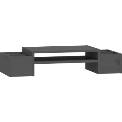 Afbeelding van Monitorstandaard 70x27,5x15 cm massief grenenhout grijs