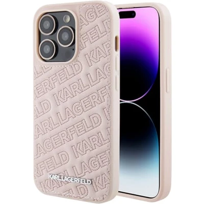 Afbeelding van Karl Lagerfeld Quilted Pattern Back Case Geschikt voor Apple iPhone 15 Pro Max (6.7&quot;) Roze