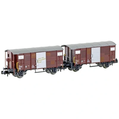 Afbeelding van Hobbytrain H24202 N set van 2 gesloten goederenwagens K2 de SBB